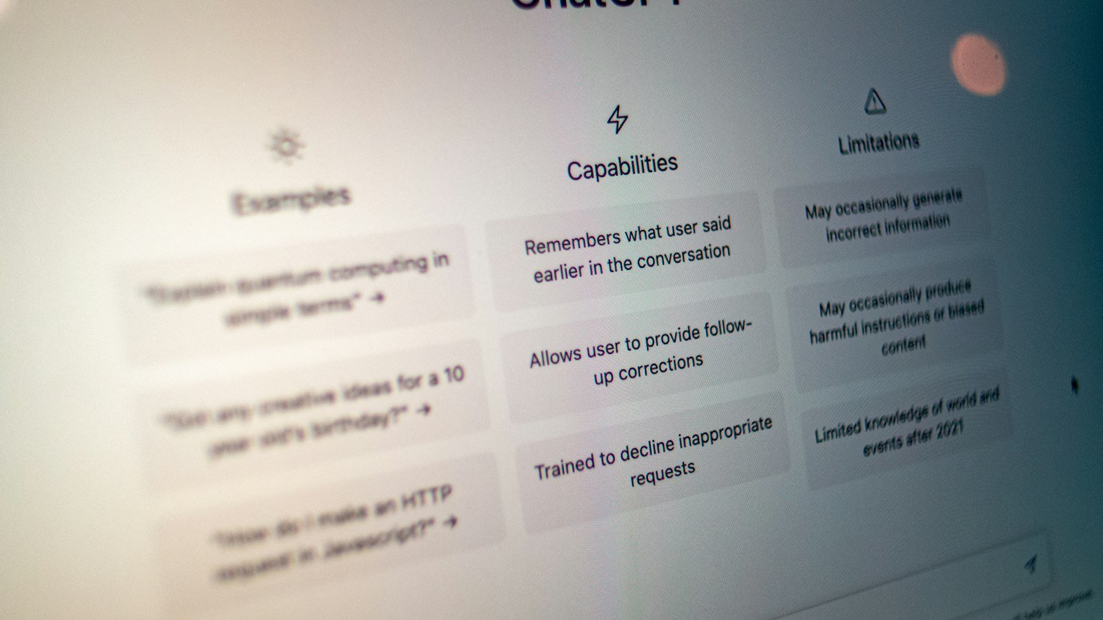A computer screen showing text from an AI chat interface