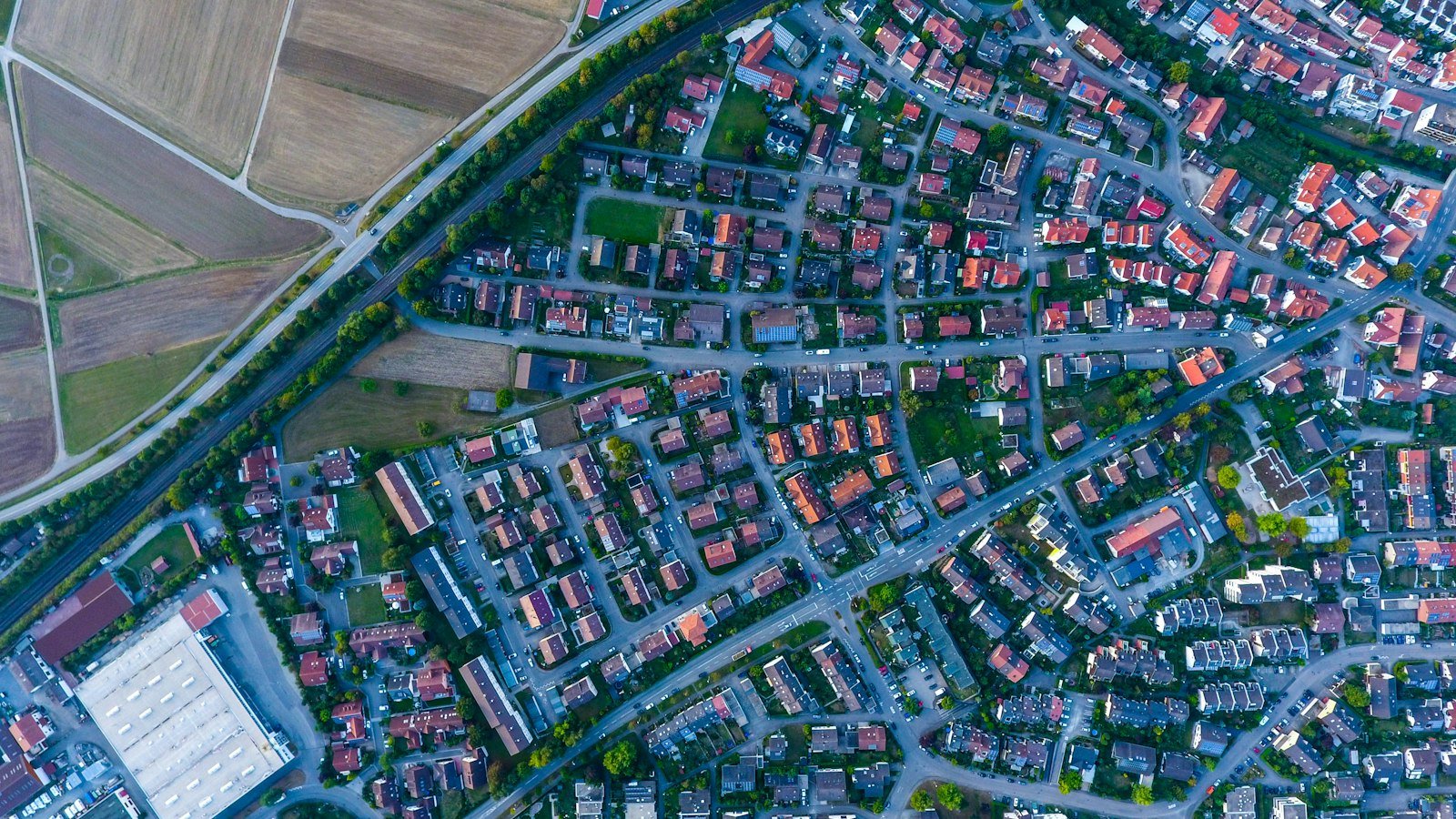 A city seen from above, representing hospital locations on maps