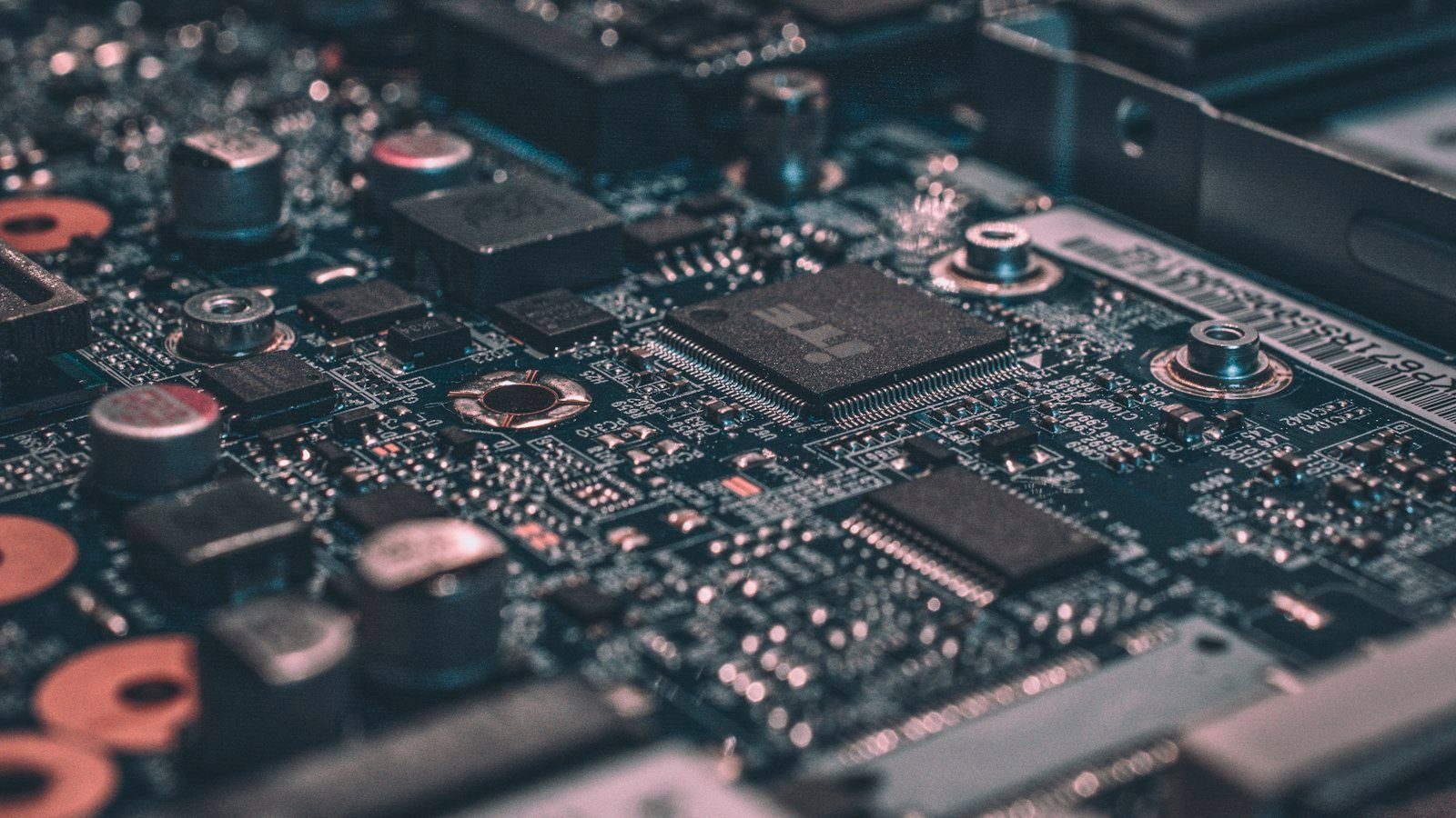 Close-up of a circuit board with electronic components