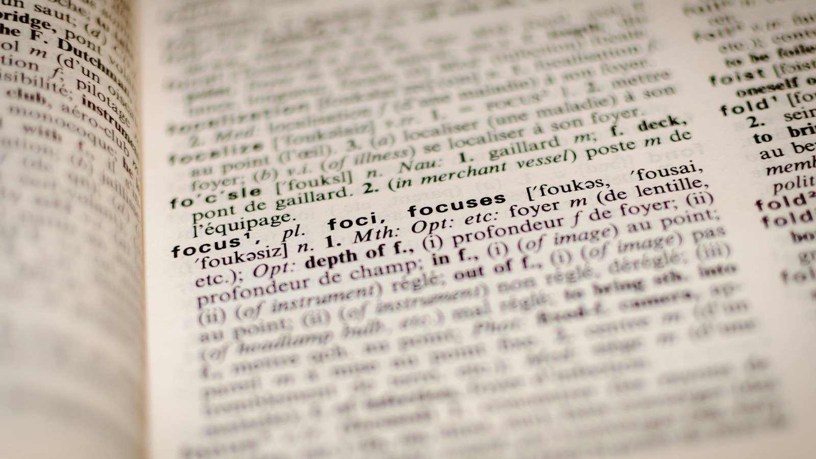 An open dictionary page showing closely printed columns of word entries