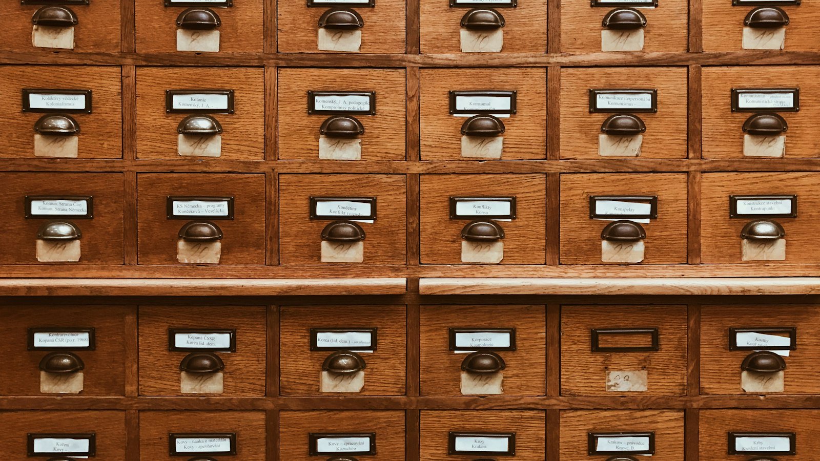 Card index drawers, representing a hospital CRM