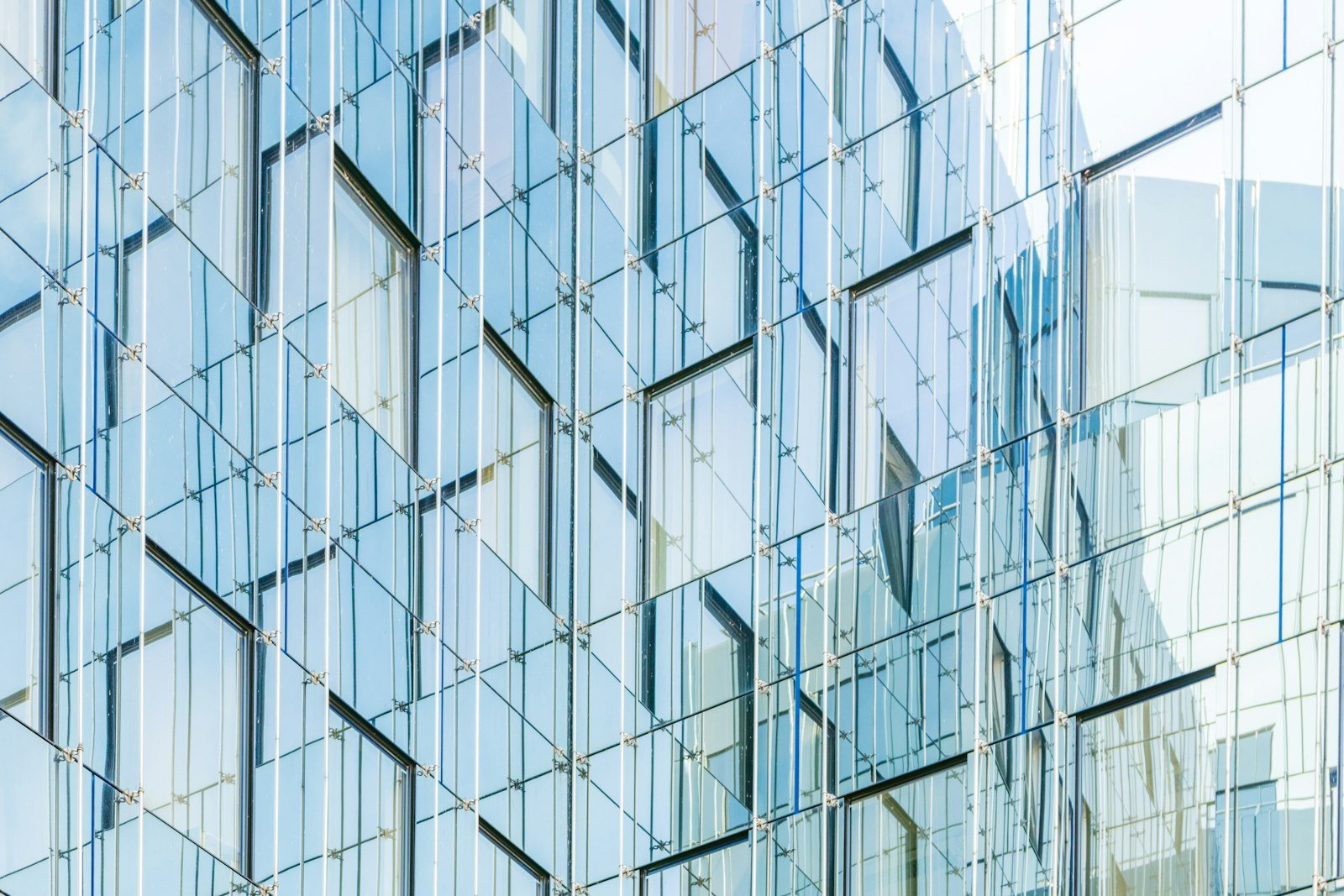 Reflective glass office facade