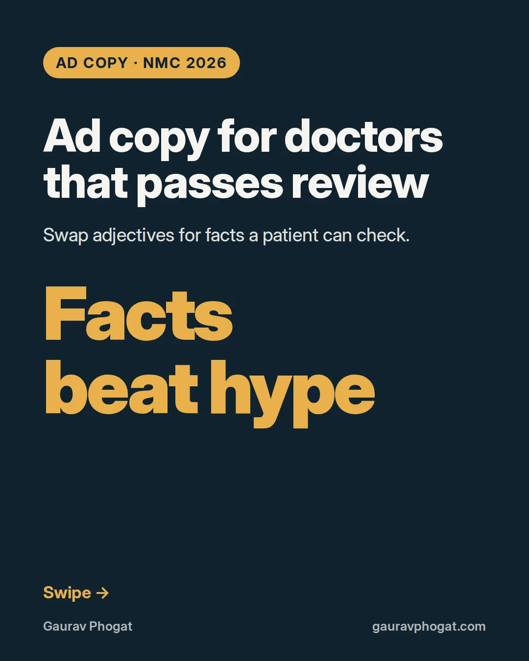Compliant ad copy for doctors: cover slide