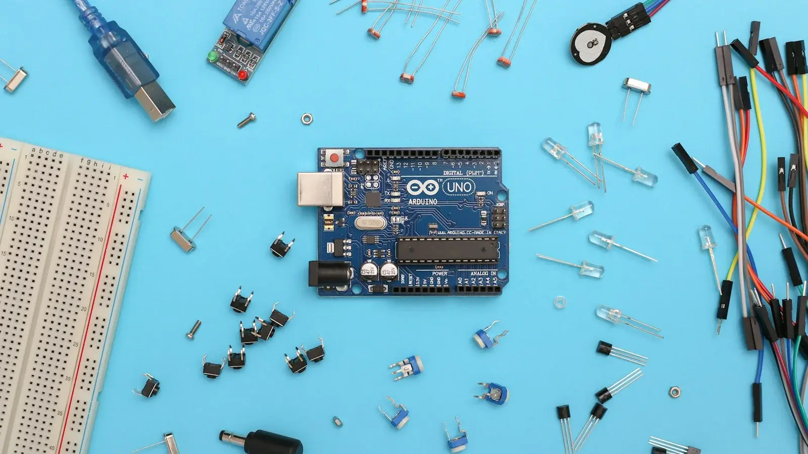 Blue and black circuit board close-up