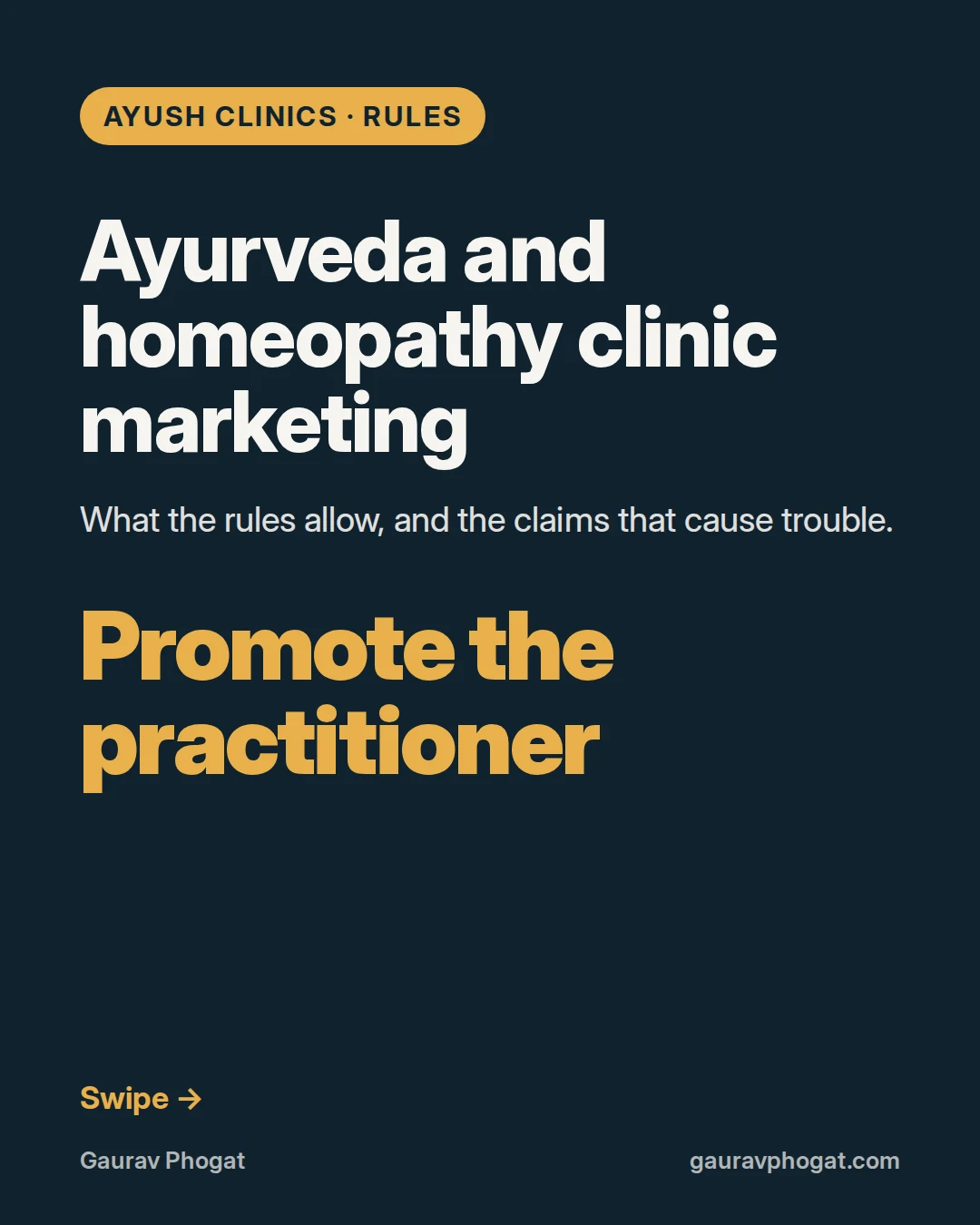 Ayurveda and homeopathy clinic marketing rules: cover slide