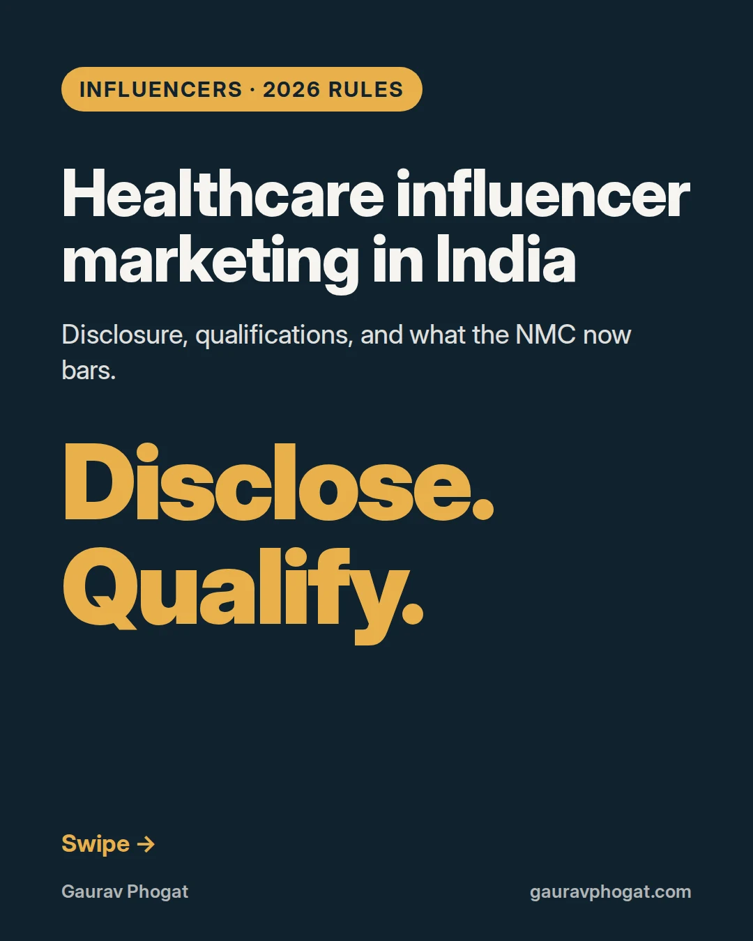 Healthcare influencer marketing rules in India: cover slide
